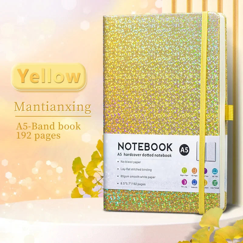 Kawaii Starry Sky A5 Notebook 🌌✨ | Cute PU Leather Cover with Elastic Tape & Pen Insert for Office Magic! 📒✍️