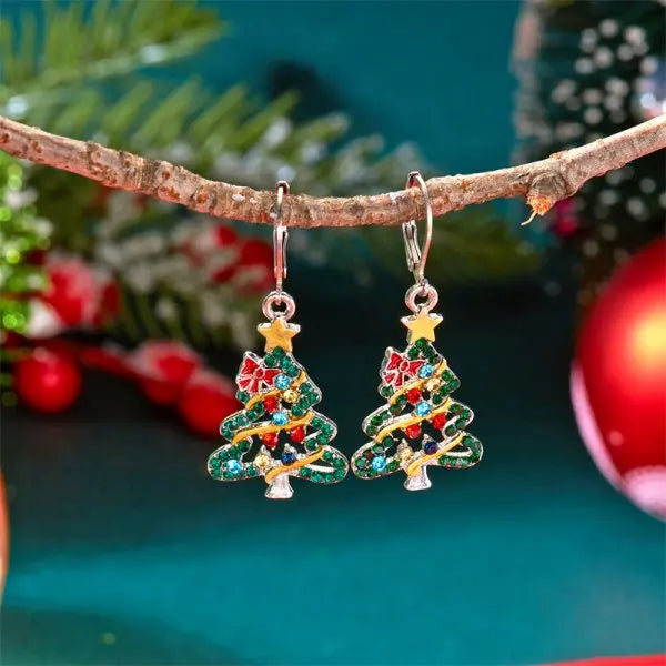 Whimsical Christmas Light Bulb Drop Earrings With Rhinestone Bowknot 🎀✨