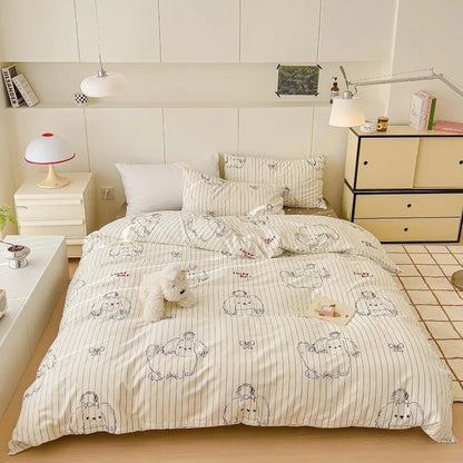 Kawaii Strawberry Dreams Duvet Cover Set - Adorable 3-Piece Cotton Bedding for Cozy Comfort 🍓✨