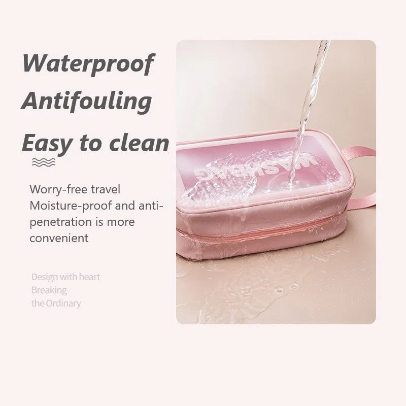 Kawaii Waterproof Travel Makeup Bag 🌟✨ | Cute Transparent Cosmetic Organizer for Women 💖✈️