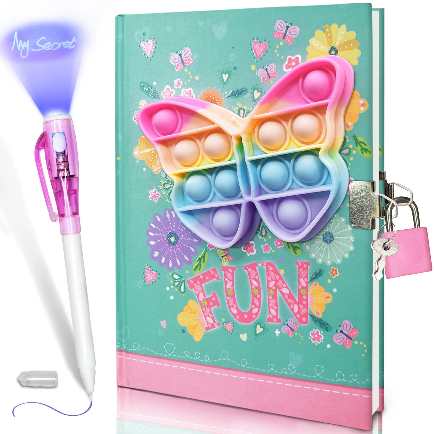 Kawaii Pop Girls Secret Diary with Lock & Colorful Double-end Pen 📝✨ | 160 Lined Pages of Fun!