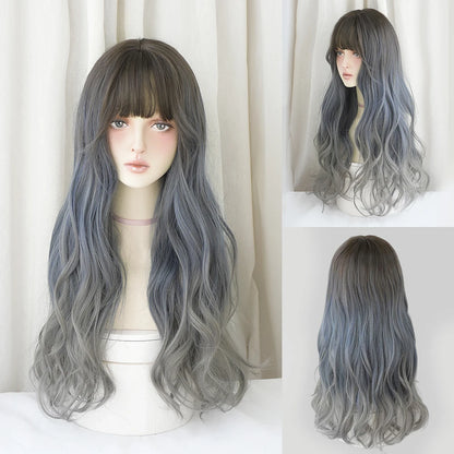 Kawaii Blonde Cosplay Wig 🎀✨ | Wavy Synthetic Hair with Bangs for Daily & Party Looks 💖