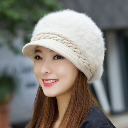 Cozy Korean Style Rabbit Hair Beanie For Women Warm Winter Knit Hat 🐰❄