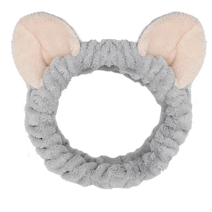 Women Wash Face Makeup Soft Coral Fleece Elastic Headband Head Wrap Cute Rabbit Bow Animal Ears Hairband Girl Hair Accessories