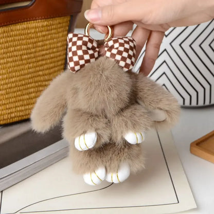 Plush Bunny Keychain Cute Bowknot Fur Rabbit Toy Charm 🐰✨