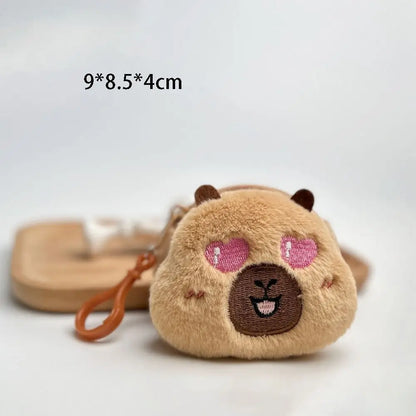 Kawaii Capybara Plush Coin Purse 🐾✨ Cute Cartoon Round Bag for Headphones & More! 🎀