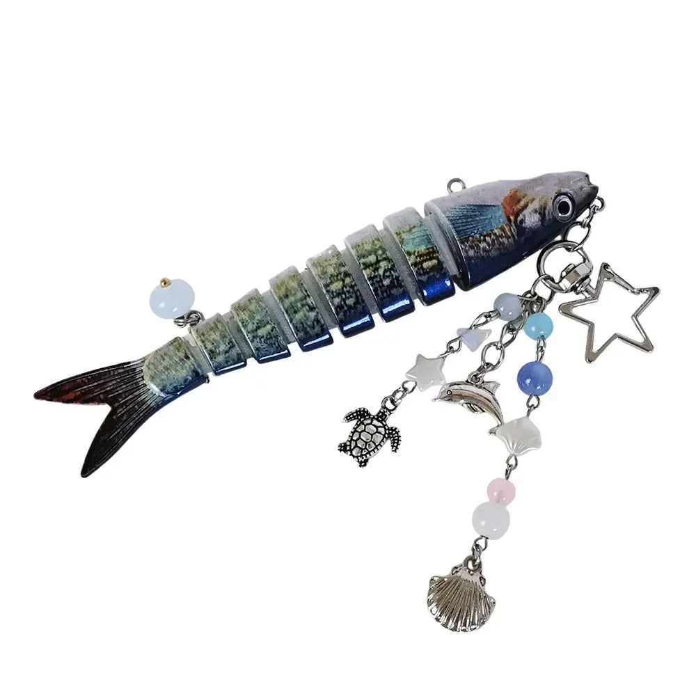 Playful Plastic Fish Keychain 🐟 Multi Jointed Backpack Charm Gift