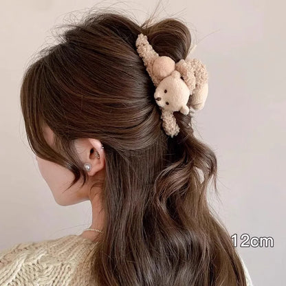 Kawaii Winter Plush Hair Claw 🐰✨ | Adorable Hair Clip for Women & Girls 💖 | Trendy Hair Accessories for Cozy Styles