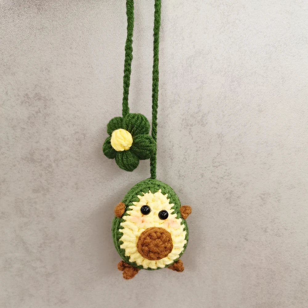 Kawaii Avocado Flower Car Charm 🎀 | Cute Hanging Decor for Teens 🚗✨ | Adorable Rear View Mirror Accessory 🌸🍏