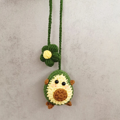 Kawaii Avocado Flower Car Charm 🎀 | Cute Hanging Decor for Teens 🚗✨ | Adorable Rear View Mirror Accessory 🌸🍏