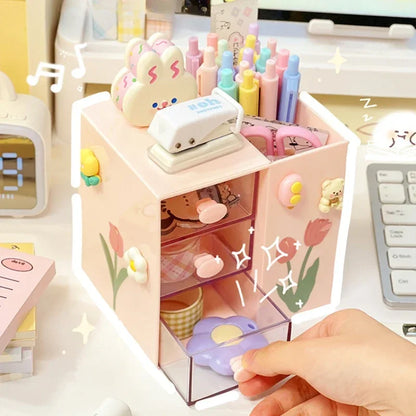 Cute Kawaii Pen Holder & Pencil Organizer 🐾🌈 - Adorable Multi-Functional Storage Box for Your Desk!
