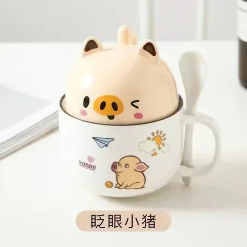 Adorable Kawaii Animal Mug with Lid 🐶🐱✨