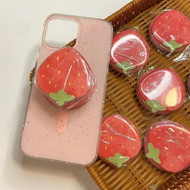 🍓 Adorable Strawberry Grip Tok: Cute Magnetic Phone Stand for iPhone 15 & More! 📱✨ - Pixie Quill