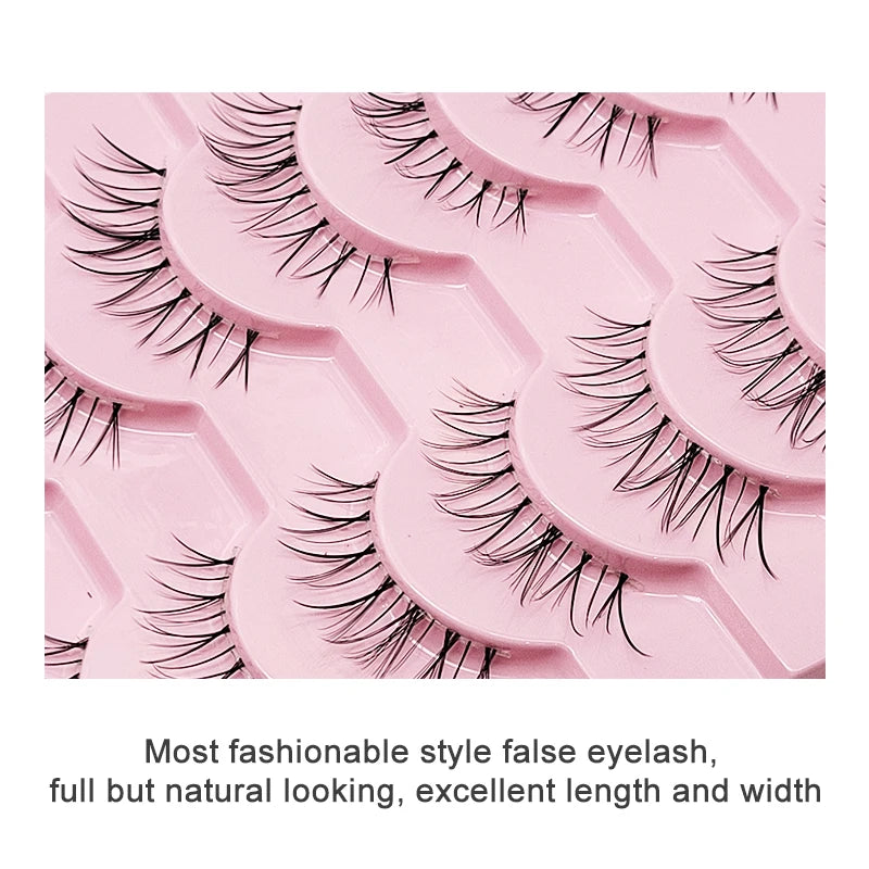 Adorable Manga Style False Eyelashes 10 Pairs Natural Full Strip Lashes For Anime Look Makeup ✨🐰🎀🌸