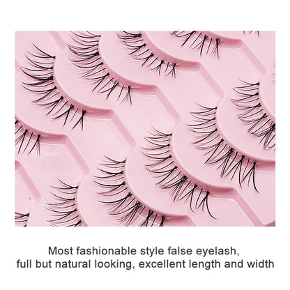 Adorable Manga Style False Eyelashes 10 Pairs Natural Full Strip Lashes For Anime Look Makeup ✨🐰🎀🌸
