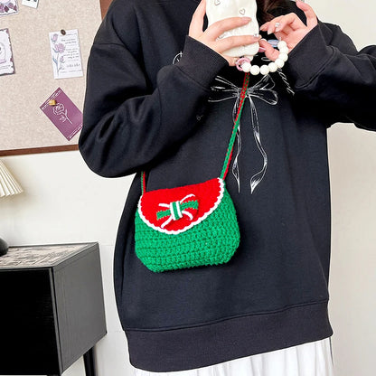 Pastel Christmas Crochet Shoulder Bag For Women Flap Purse Knit Clutch 🧶✨