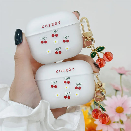 🍒 Cute Crystal Cherry Charm Case for AirPods Pro 2 ✨ Soft Matte Silicone Cover for Apple AirPods 1/2/3 🎧💖 - Pixie Quill