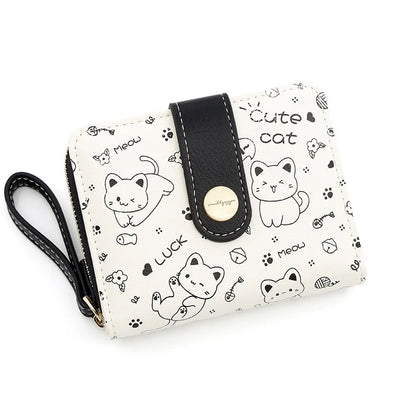 Kawaii Cat Girls Zipper Wallet 🐾💕 | Cute Short Purse for Students - Adorable Card Holder & Money Bag!