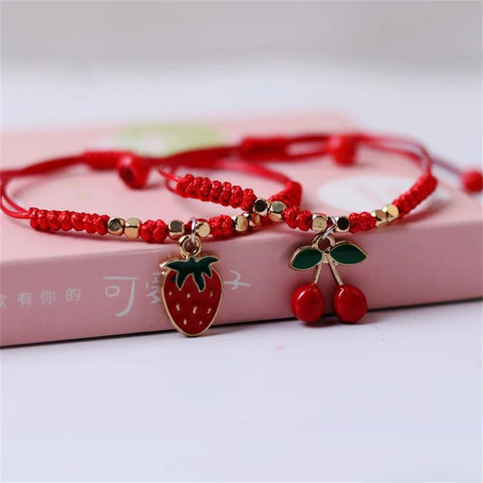 Kawaii Strawberry & Cherry Friendship Bracelets 🍓🍒✨