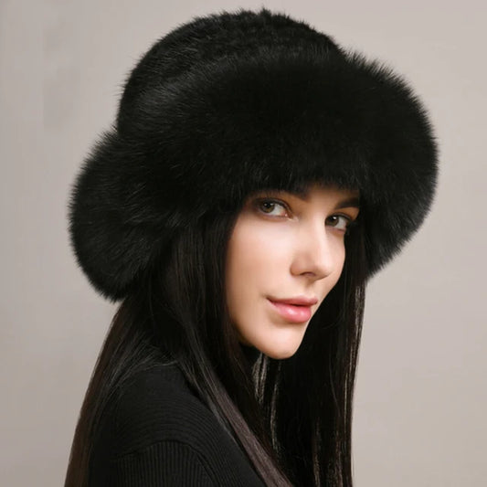 Kawaii Handmade Knitted Mink & Fox Fur Beanie 🎀✨ | Luxury Winter Hat for Stylish Women 🧣❄️