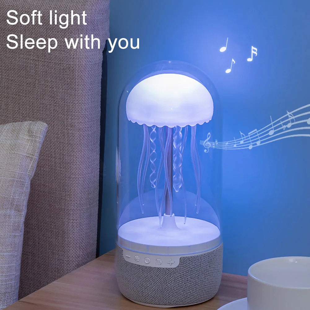 Kawaii Jellyfish Vibe 🌈✨ Bluetooth Speaker & LED Mood Lamp 🐙🎶 - Color Changing Night Light for Home & Office Decor!