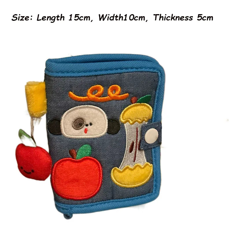 Cute Canvas Wallet With Zipper Denim Corduroy Card Holder Cartoon 👜✨