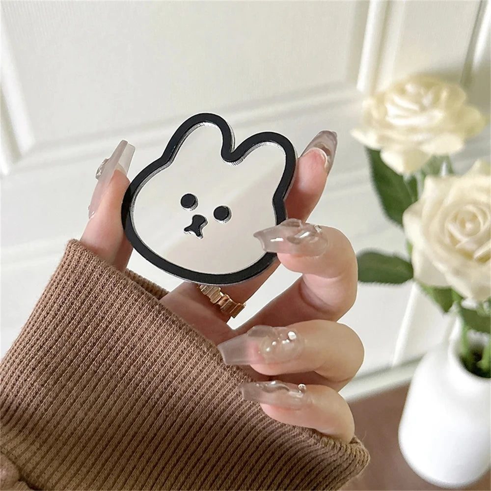 Kawaii Rabbit Mirror Grip Tok 🐰✨ | Adorable Foldable Phone Stand & Ring Holder for iPhone 📱💕