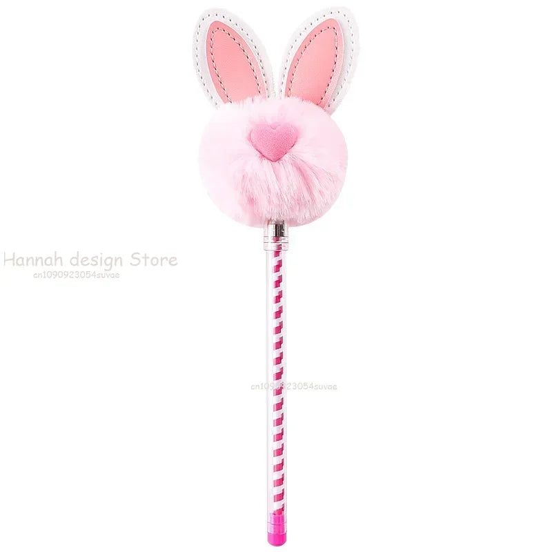 Kawaii Bunny Plush Gel Pen 🐰✨ | Adorable Fluffy Rabbit Stationery for School & Office 🌸💖