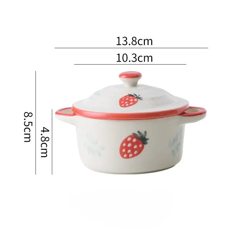 🍓 Adorable Mini Strawberry Bowl with Lid | Perfect for Noodles, Fruits & More! 🍜✨ - Pixie Quill