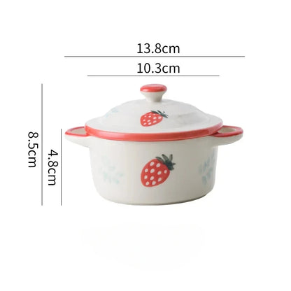 🍓 Adorable Mini Strawberry Bowl with Lid | Perfect for Noodles, Fruits & More! 🍜✨ - Pixie Quill