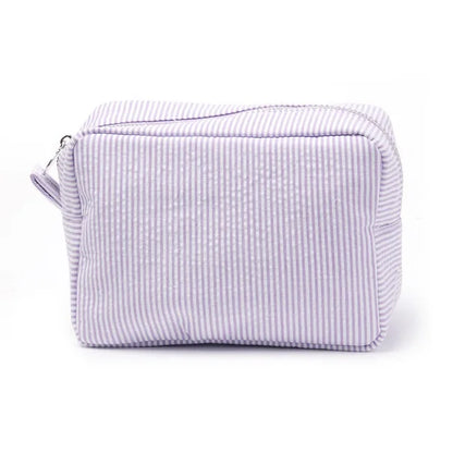 Kawaii Personalized Seersucker Makeup Bag 🎀✨ | Custom Embroidered Name | Cute Bridesmaid Gift 💖💄