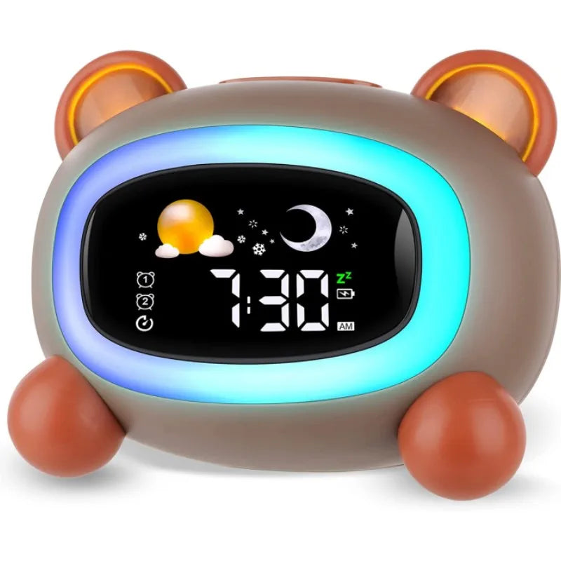 Kawaii Kids Sleep Trainer Alarm Clock 🌙💚 - Wake-Up Light & Sound Machine 🎉 Perfect Birthday Gift for Boys & Girls!