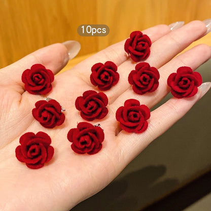 Kawaii Floral Hair Clips 🌸✨ - Set of 10 Adorable Rose Hair Accessories for Everyday Glam!