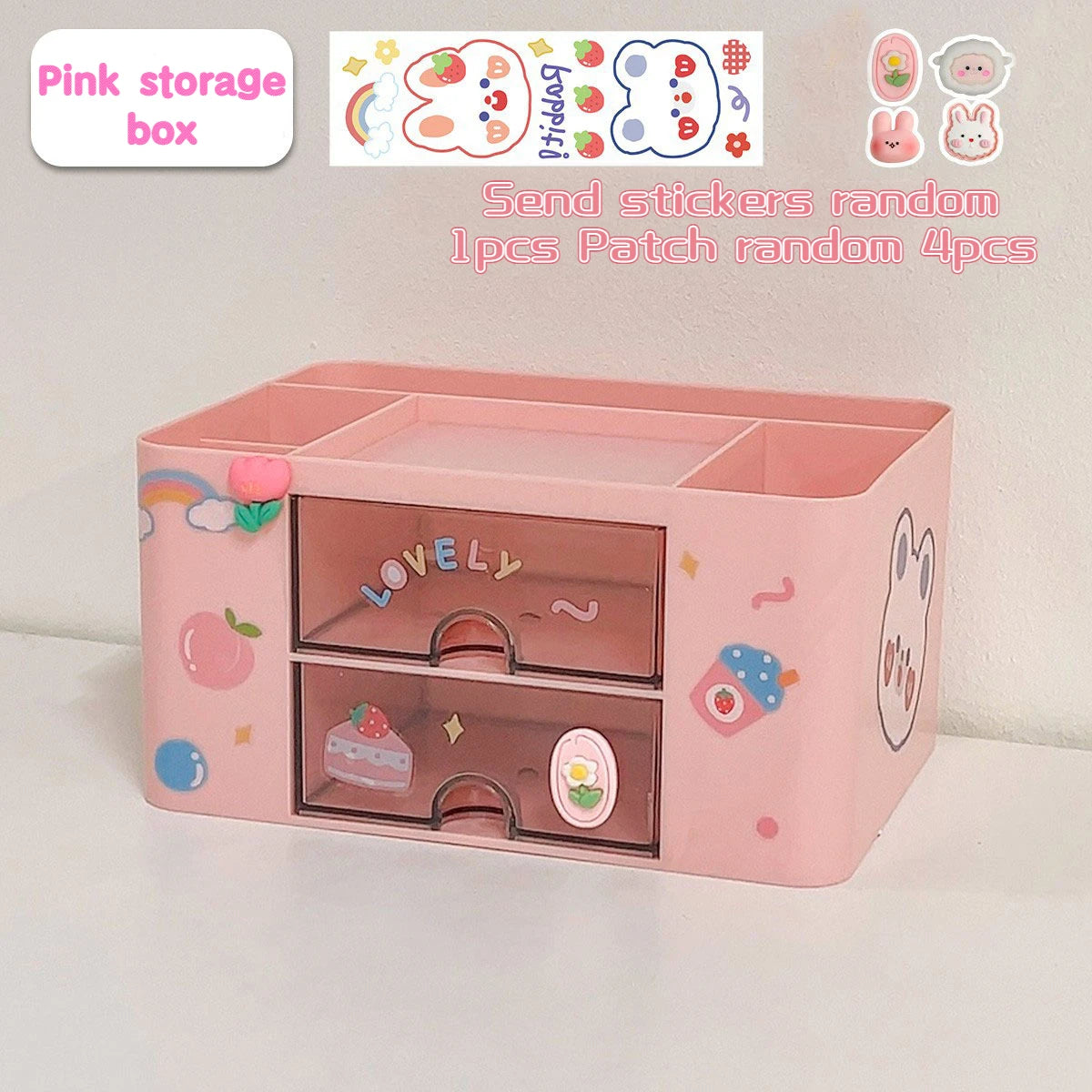 Kawaii Desktop Pen Holder 🌈✨ Cute Storage Box with Drawer for Office & School Supplies 🖊️📏