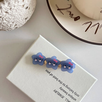 Geometric Star Rabbit Hair Clips Set Multicolor Acrylic Side Bangs 🐰✨