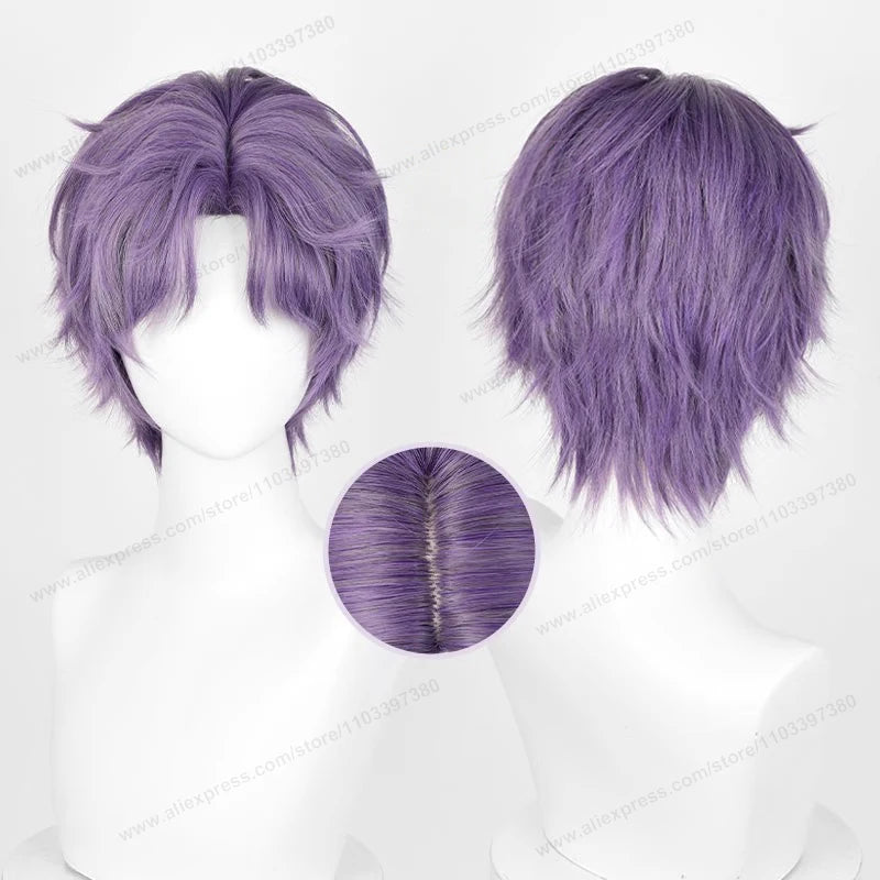 Kawaii Love & Deepspace Cosplay Wig 🌌✨ - 30cm Short Curly Hair, Heat Resistant Anime Wig for Halloween & Parties 🎉