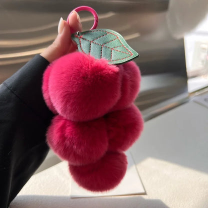 Furry Grape Keychain Plush Charm Cute Fur Accessory 🍇🧸