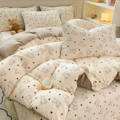 Cute Cat & Floral Duvet Cover Set 🌸🐱 | Adorable Bedding for Girls & Kids!