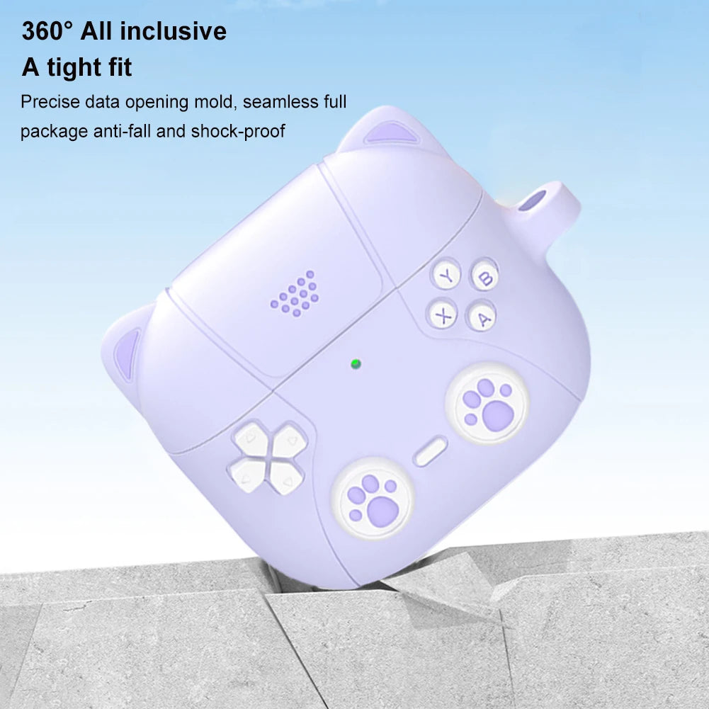 Cute Cat Paws 🐾 Silicone Case for AirPods 4 🎧 - Adorable Protection with Carabiner 🐱✨ - Pixie Quill