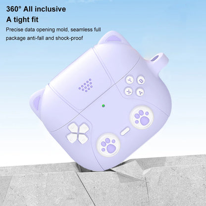 Cute Cat Paws 🐾 Silicone Case for AirPods 4 🎧 - Adorable Protection with Carabiner 🐱✨ - Pixie Quill