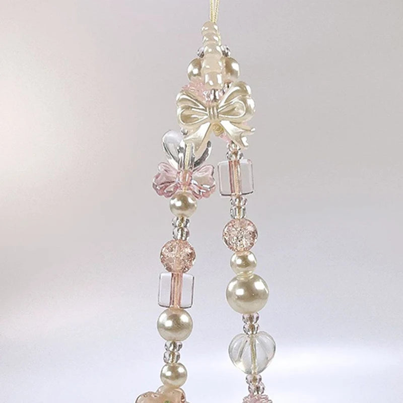 Whimsical Glass Bowknot Flower Phone Strap Lanyard Charm 🌸💖 For AirPods Case