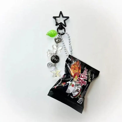 Handmade Resin Korean Snack Keychain Pendant Beaded Plant Design 🍡🎀