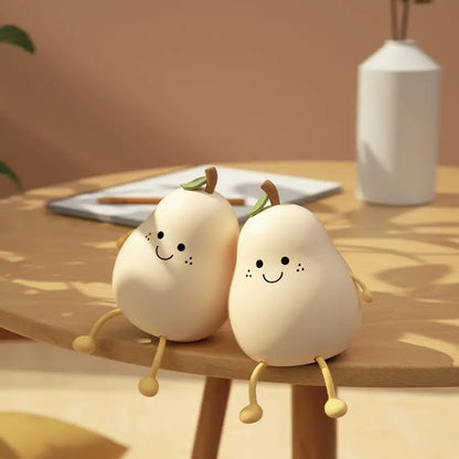 Kawaii Pear Silicone Night Light 🍐✨ - USB Rechargeable Touch Sensor Cat Lamp with Remote 🐾💕 for Kids & Baby Gifts!