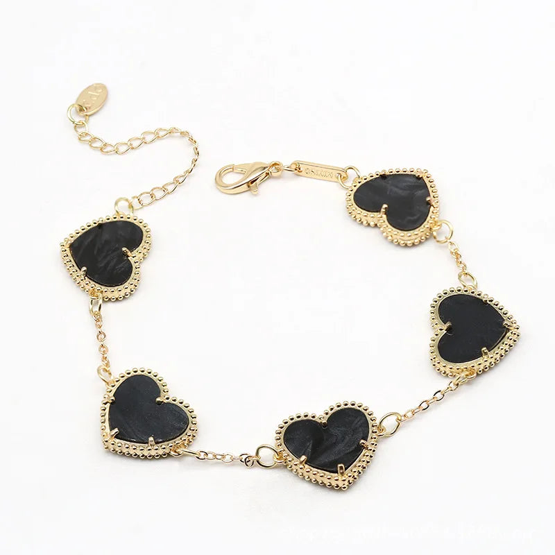 Kawaii Heart Charm Bracelets 💖✨ - Cute Personalized Gift for Women 🌈💚🖤❤️