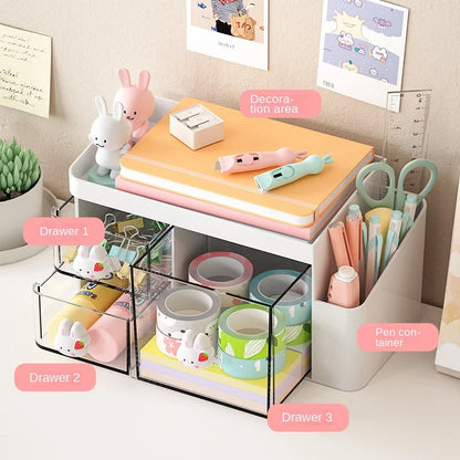 Kawaii Clear Desk Organizer 🌈✨ - Cute Multi-Functional Storage Box for Stationery & Accessories! 🐶💖