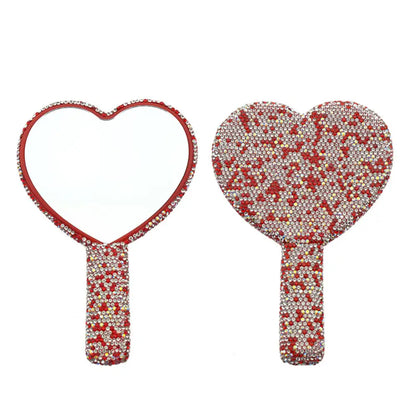 Kawaii Sparkle Heart Makeup Mirror 💖✨ - Travel-Friendly Bling Handheld Beauty Accessory!