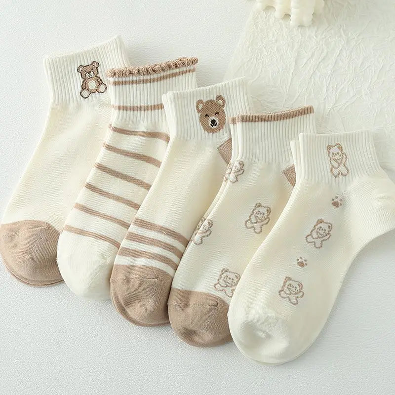 ✨Cute & Colorful 5-Pair Ankle Sock Set for Fun-Loving Girls! 🌸🎀 - Pixie Quill