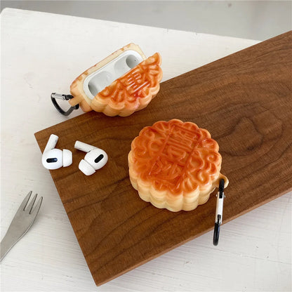 Kawaii Mooncake 3D Earphone Case 🍂🍡 for AirPods Pro 1, 2, & 3 – Soft Silicone Protection Cover 🎧✨