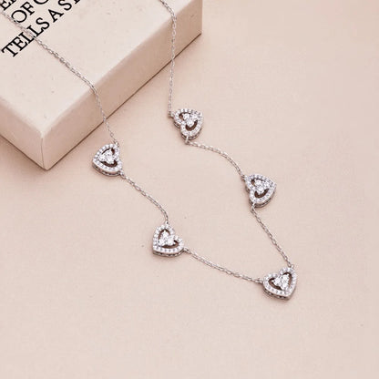 Kawaii Sparkling Heart Pendant Necklace 💖✨ | S925 Silver with 5A Zircon | Perfect Gift for Girls & Women 🌟