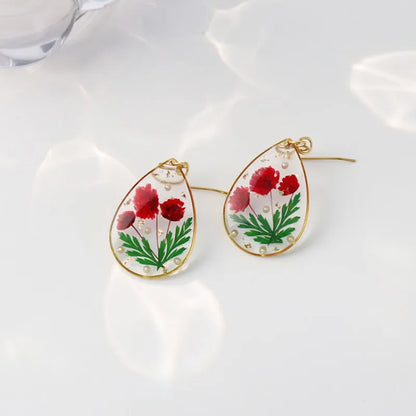 Pastel Pressed Flower Resin Drops Earrings 🌸 Elegant Geometric Jewelry For Women